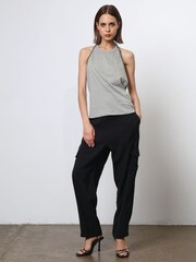 Religion Grey Beaded Open Back Halter Neck Jersey Top - Image 2 of 6