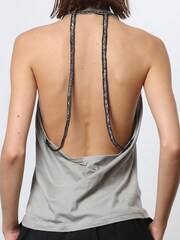Religion Grey Beaded Open Back Halter Neck Jersey Top - Image 6 of 6