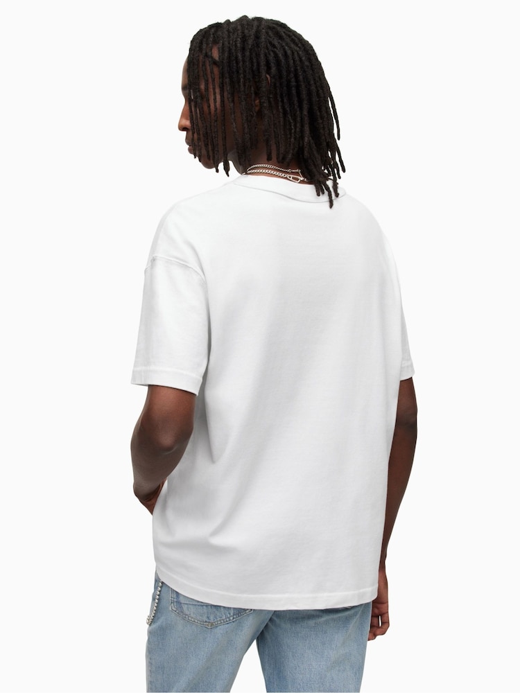 AllSaints White 100% Cotton Isac Short Sleeve Crew T-Shirt - Image 2 of 7