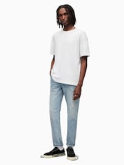 AllSaints White 100% Cotton Isac Short Sleeve Crew T-Shirt - Image 4 of 7