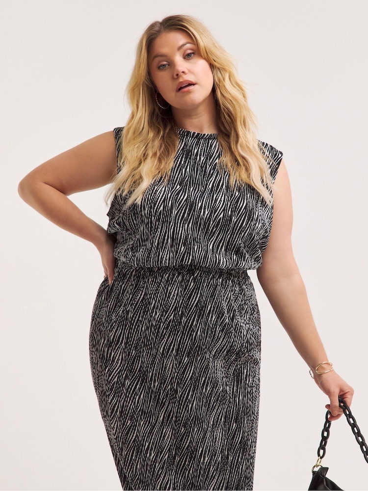 Simply Be Zebra Plisse Black Top - Image 1 of 1