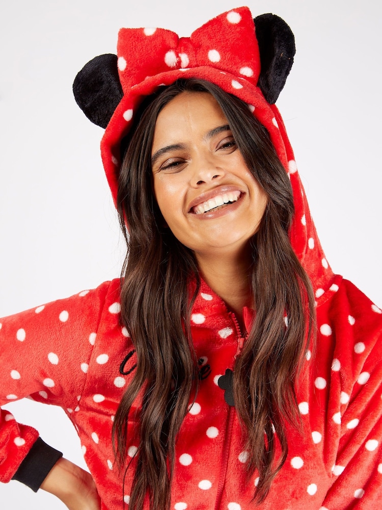 Character Red Disney Minnie Mouse All One Pyjama With 3D Bow - Image 3 of 3