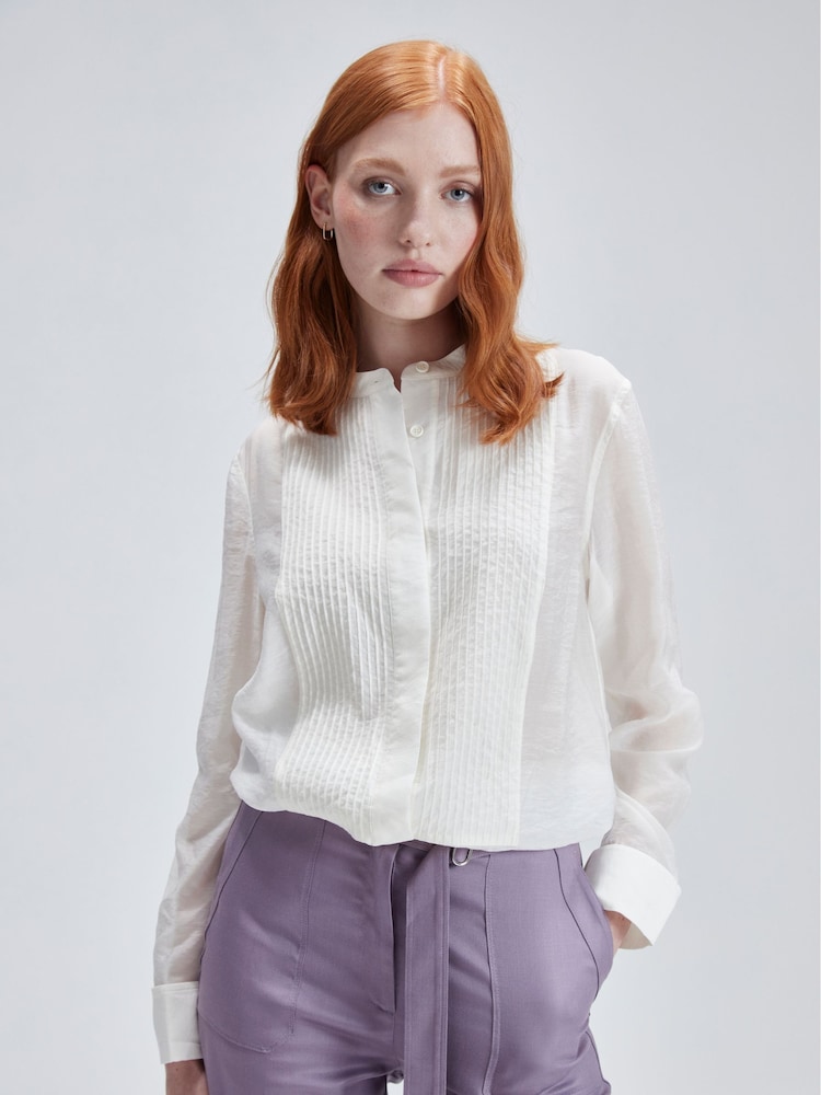 Calvin Klein Pleat White Shirt - Image 1 of 4 Calvin Klein Pleat White Shirt - Image 1 of 4