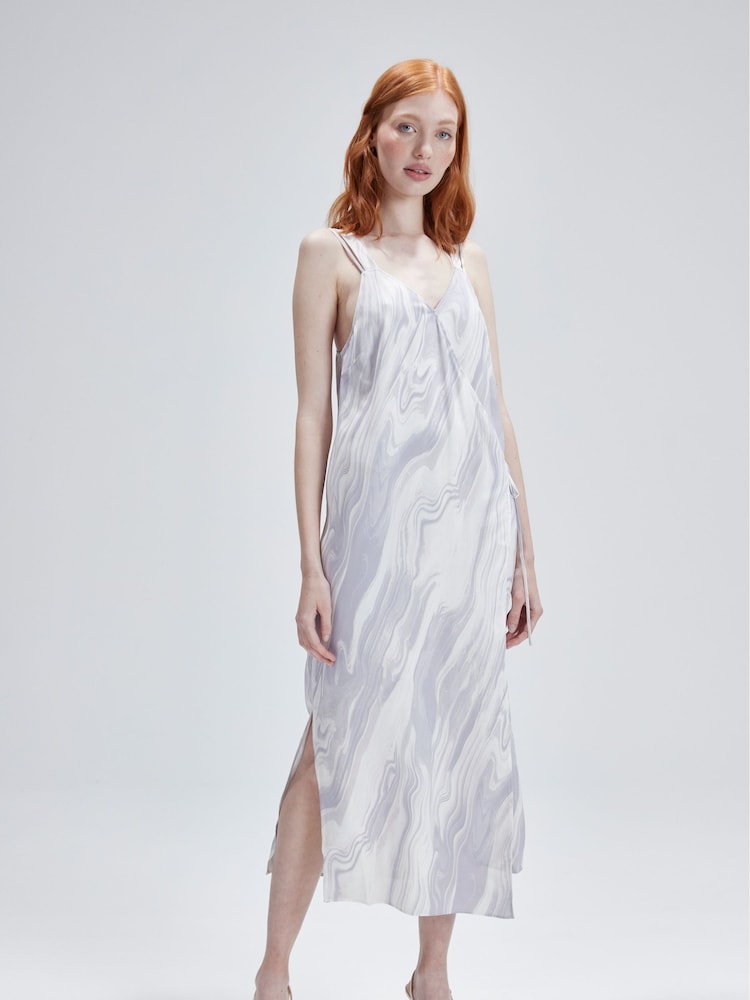 Calvin Klein Grey Shine Slip Dress - Image 1 of 6