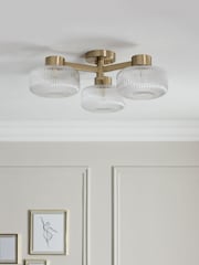 Brass Lexington 3 Light Flush Fitting Ceiling Light - Image 2 of 5