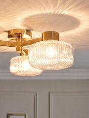Brass Lexington 3 Light Flush Fitting Ceiling Light - Image 3 of 5