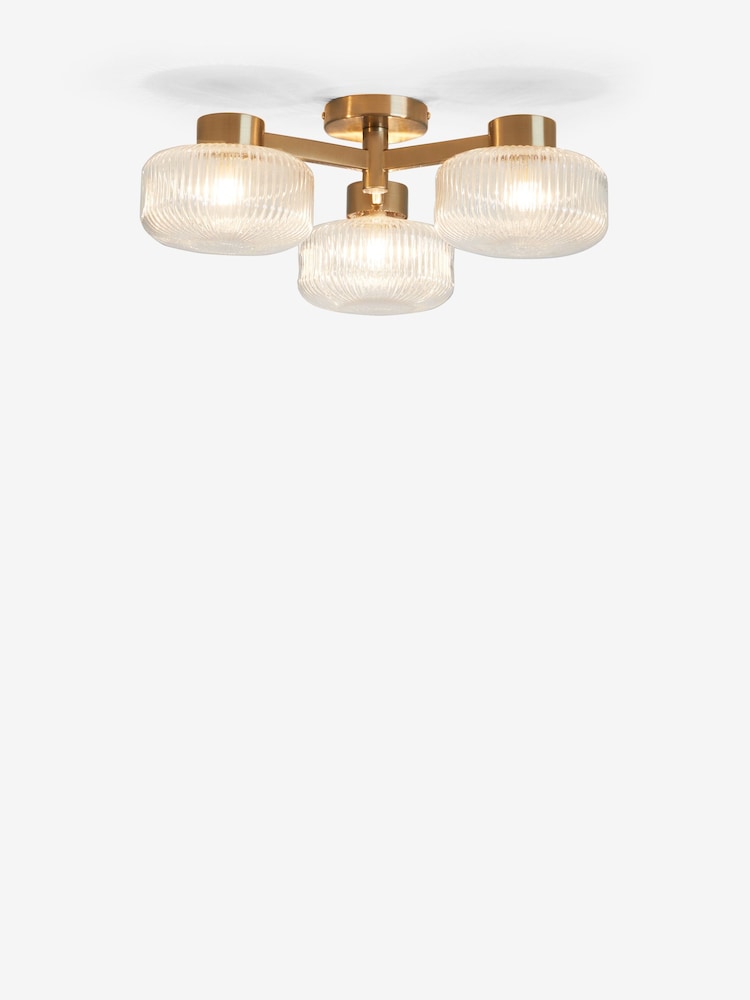 Brass Lexington 3 Light Flush Fitting Ceiling Light - Image 5 of 5