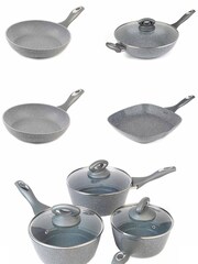 Salter Grey Marblestone 5 Piece Fry Pan Set 20, 24, 28cm - Image 1 of 4