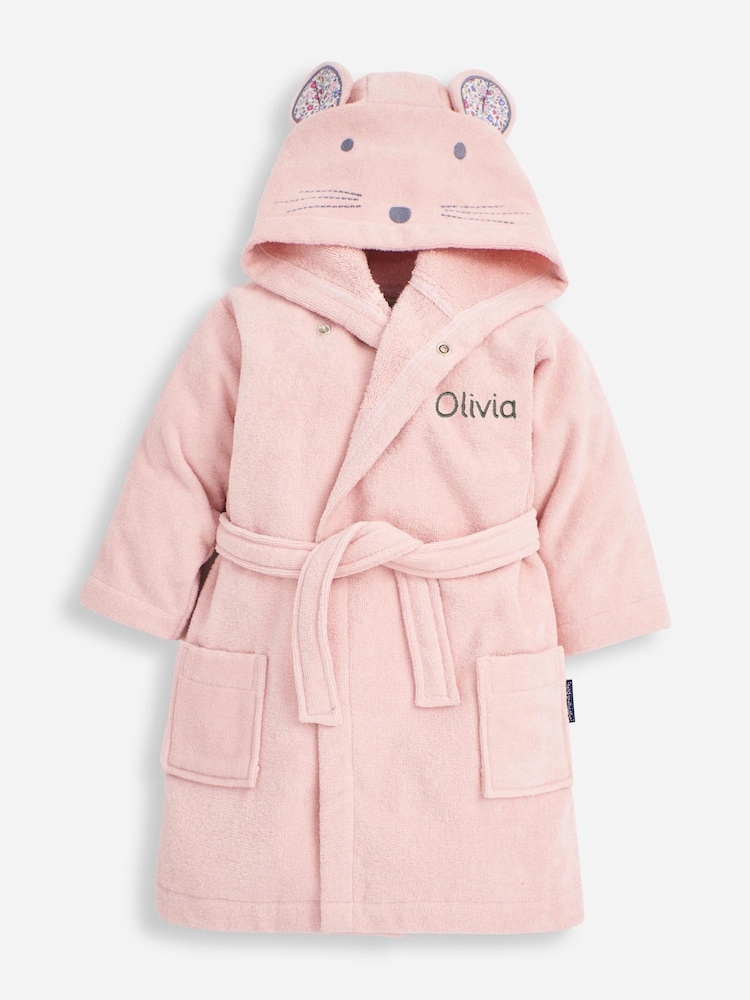 JoJo Maman Bébé Pink Personalised Mouse Dressing Gown - Image 1 of 6