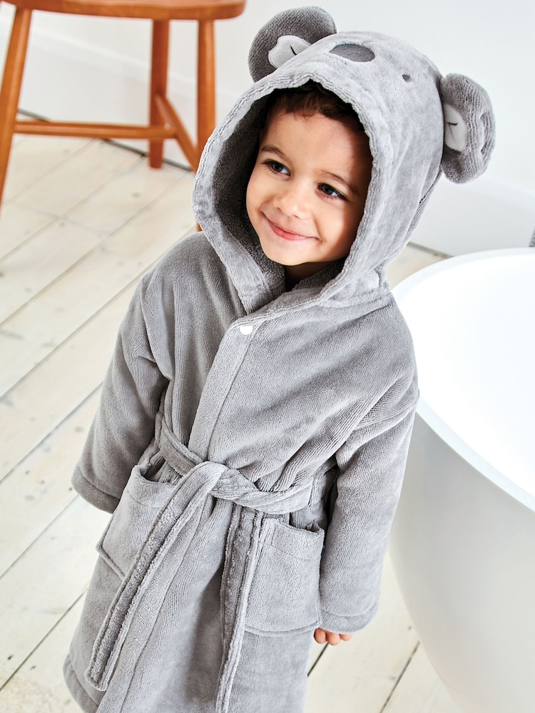 JoJo Maman Bébé Grey Personalised Koala Cotton Dressing Gown - Image 2 of 4