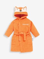 JoJo Maman Bébé Rust Personalised Fox Cotton Dressing Gown - Image 1 of 3