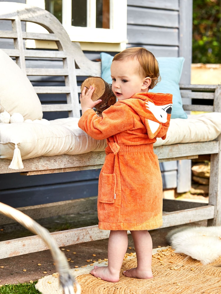 JoJo Maman Bébé Rust Personalised Fox Cotton Dressing Gown - Image 3 of 3