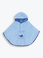 JoJo Maman Bébé Blue Shark Personalised Whale Towelling Poncho - Image 1 of 3