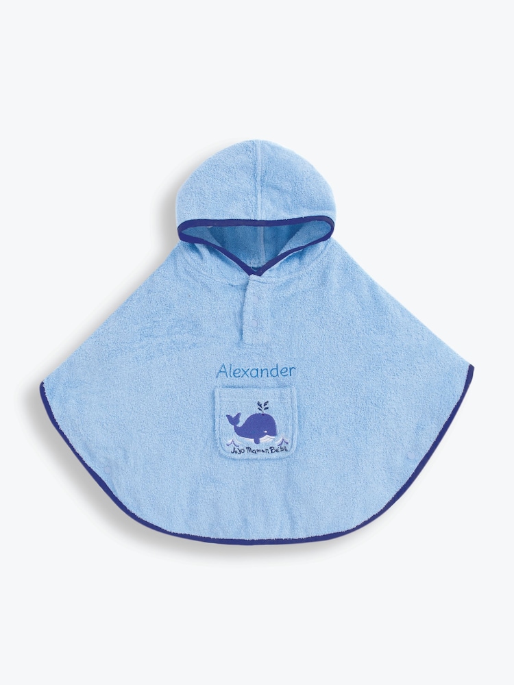 JoJo Maman Bébé Blue Shark Personalised Whale Towelling Poncho - Image 1 of 3