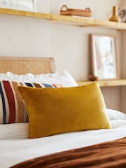 Ochre Yellow 40 x 59cm Matte Velvet Cushion - Image 1 of 5