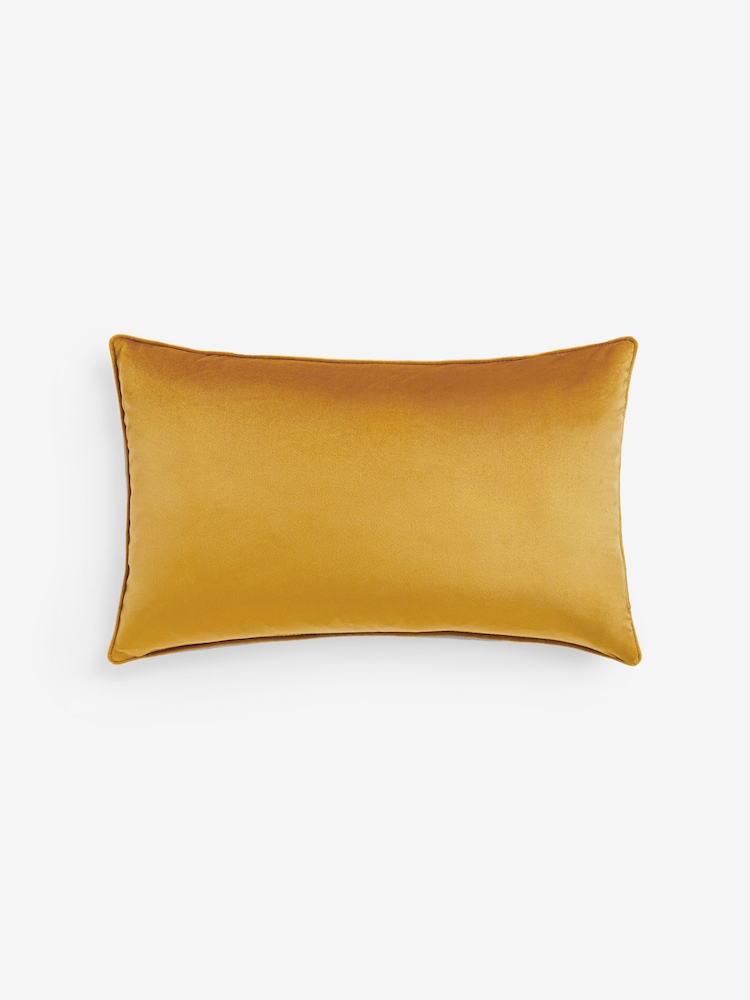 Ochre Yellow 40 x 59cm Matte Velvet Cushion - Image 2 of 5