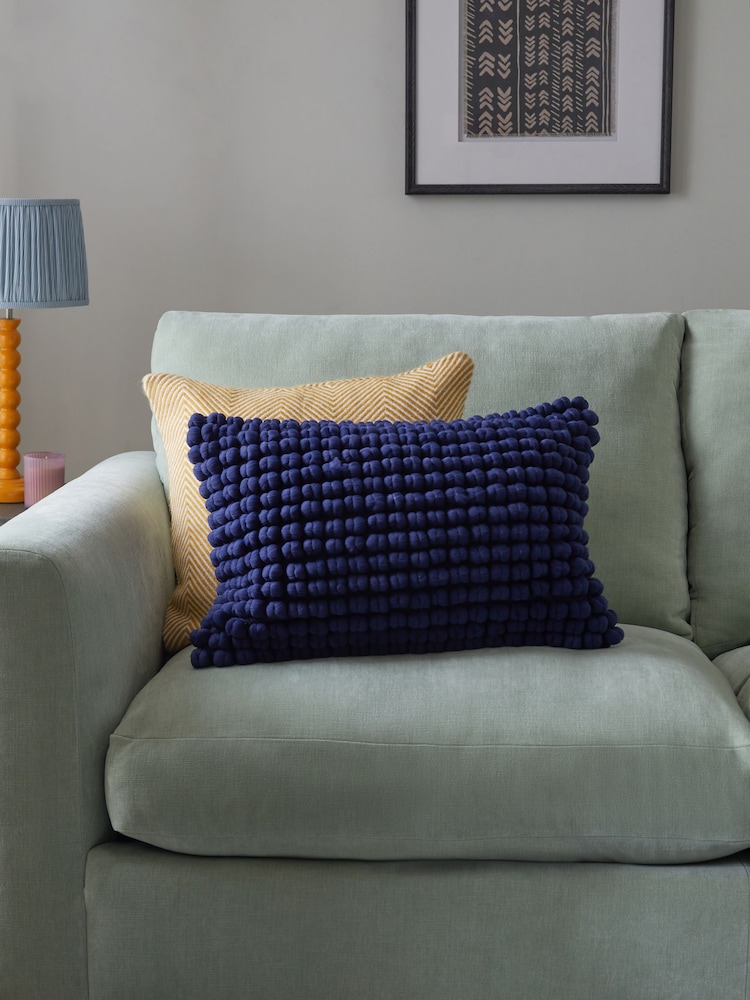 Navy 40 x 59cm Global Bobble Cushion - Image 1 of 5