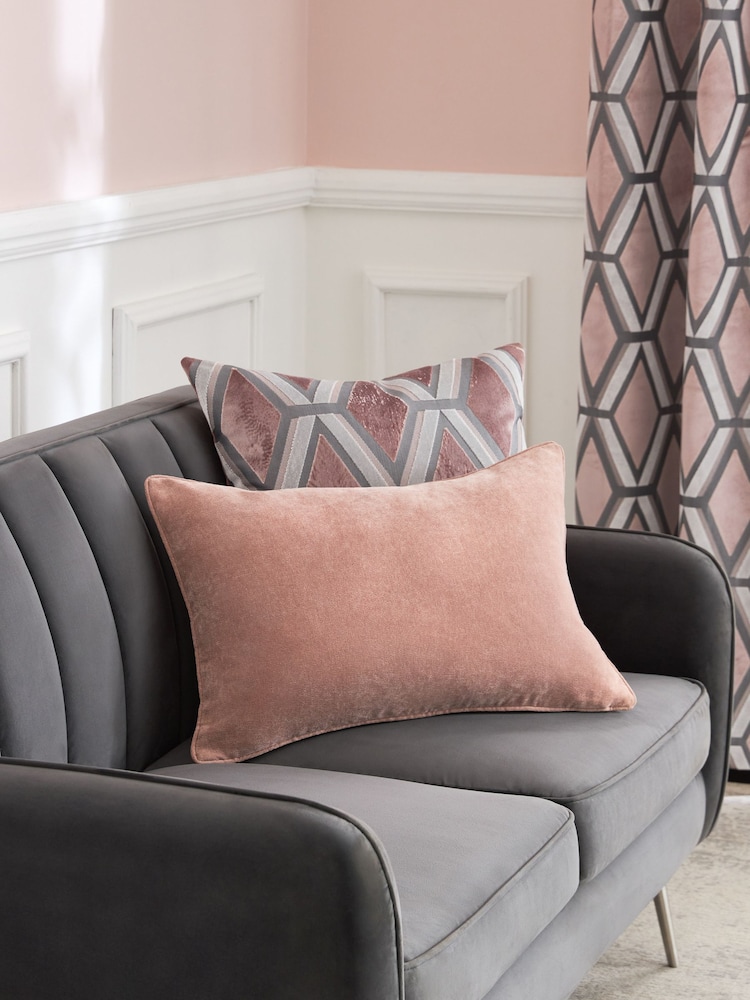 Blush Pink 40 x 59cm Soft Velour Cushion - Image 1 of 5