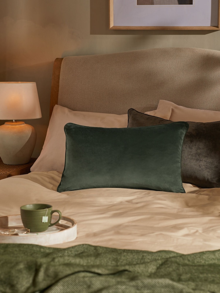 Dark Green 40 x 59cm Matte Velvet Cushion - Image 1 of 5