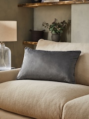 Charcoal Grey 40 x 59cm Matte Velvet Cushion - Image 1 of 6