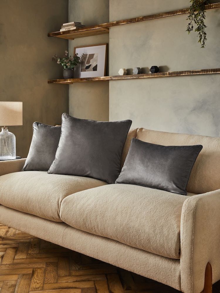 Charcoal Grey 40 x 59cm Matte Velvet Cushion - Image 2 of 6