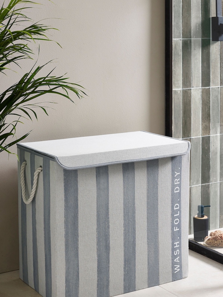 Blue Collapsible Stripe Sorter Laundry Basket - Image 1 of 6