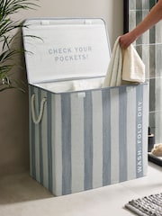 Blue Collapsible Stripe Sorter Laundry Basket - Image 2 of 6