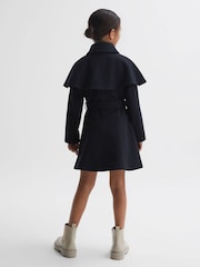 Reiss Navy Rose 9-14 yrs Wool Shoulder Cape Coat - Image 5 of 6