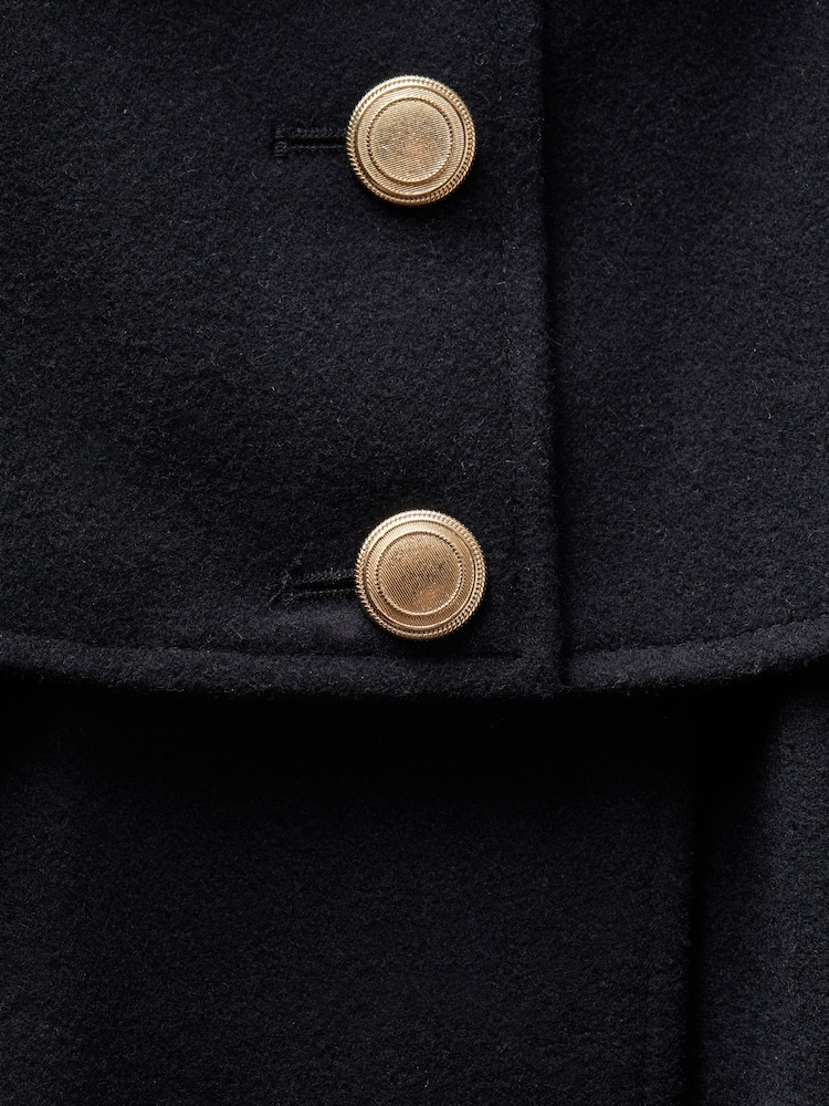 Reiss Navy Rose 9-14 yrs Wool Shoulder Cape Coat - Image 6 of 6