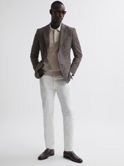 Reiss Oatmeal Melange Sharp Long Sleeve Polo Shirt - Image 3 of 6