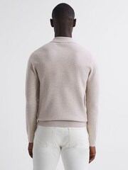 Reiss Oatmeal Melange Sharp Long Sleeve Polo Shirt - Image 5 of 6
