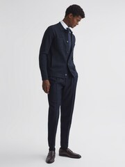 Reiss Navy/White Forester Long Sleeve Button-Through Cardigan - Image 3 of 4