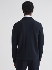 Reiss Navy/White Forester Long Sleeve Button-Through Cardigan - Image 4 of 4