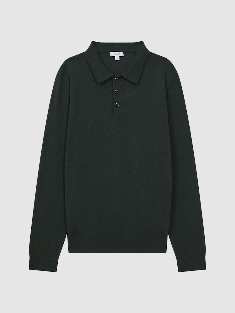 Reiss Forest Trafford Merino Wool Polo Shirt - Image 2 of 4