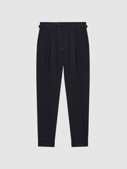 Reiss Navy Beadnell Slim Fit Brushed Wool Trousers - Image 2 of 4