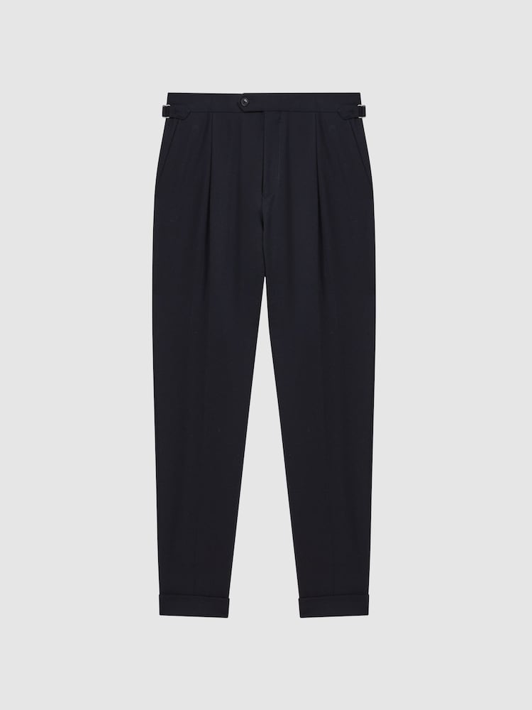 Reiss Navy Beadnell Slim Fit Brushed Wool Trousers - Image 2 of 4