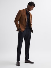 Reiss Navy Beadnell Slim Fit Brushed Wool Trousers - Image 3 of 4
