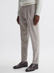 Oatmeal - Pantalones de lana cepillada y corte slim Beadnell de Reiss - Imagen 1 de 4