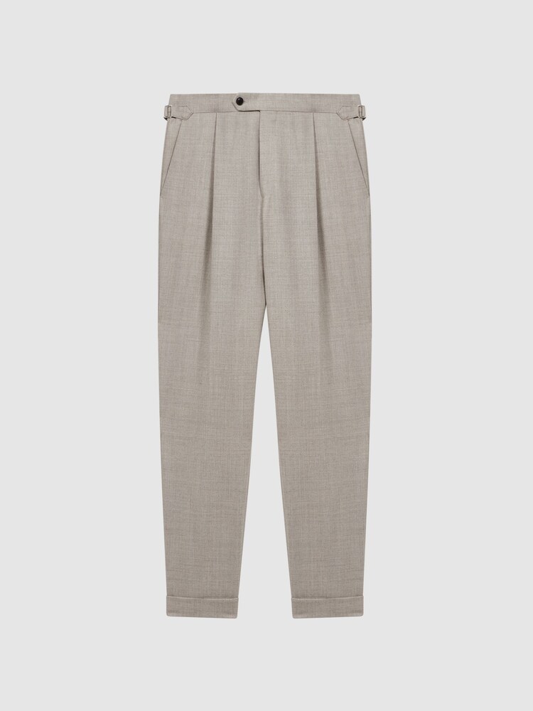 Oatmeal - Pantalones de lana cepillada y corte slim Beadnell de Reiss - Imagen 2 de 4