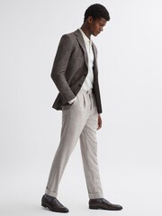 Oatmeal - Pantalones de lana cepillada y corte slim Beadnell de Reiss - Imagen 3 de 4