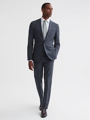Reiss Airforce Blue Fine Modern Fit Single Breasted Wool Blazer - Image 1 of 6
