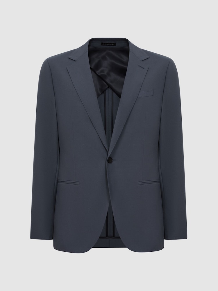 Reiss Airforce Blue Fine Modern Fit Single Breasted Wool Blazer - Image 2 of 6