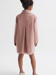 Reiss Pink Amelia Wool Bow Detail Coat - Image 5 of 6