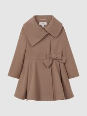 Reiss Camel Sian Wool Pleated Bow Coat - Image 2 of 6