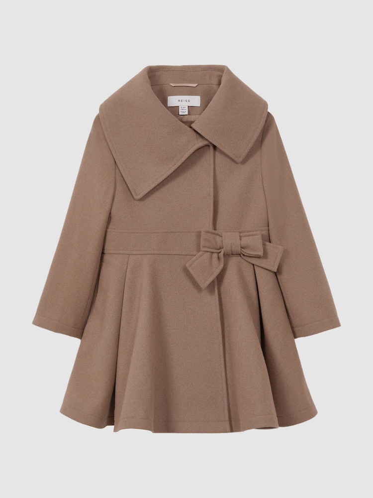 Reiss Camel Sian Wool Pleated Bow Coat - Image 2 of 6