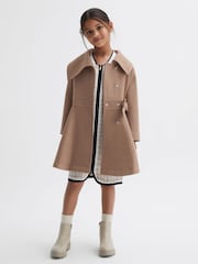 Reiss Camel Sian Wool Pleated Bow Coat - Image 3 of 6