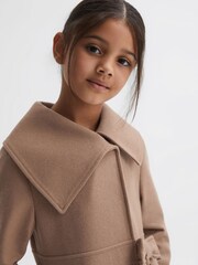 Reiss Camel Sian Wool Pleated Bow Coat - Image 4 of 6