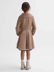 Reiss Camel Sian Wool Pleated Bow Coat - Image 5 of 6