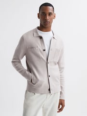 Reiss Oatmeal Melange Forester Long Sleeve Button-Through Cardigan - Image 1 of 5