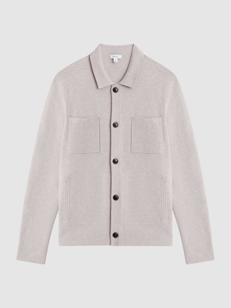 Reiss Oatmeal Melange Forester Long Sleeve Button-Through Cardigan - Image 2 of 5